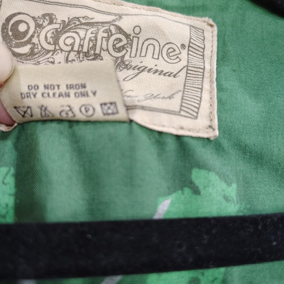 Vtg Mens Caffeine‎ Rave Blazer Jacket Y2K Sz L Military Punk Goth Herringbone - Picture 13 of 13